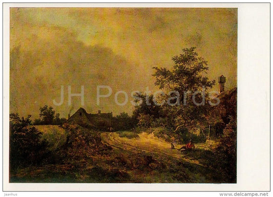 painting by Jacob van Ruisdael - Peasant Houses in the Dunes , 1647 - Dutch art - 1983 - Russia USSR - unused - JH Postcards
