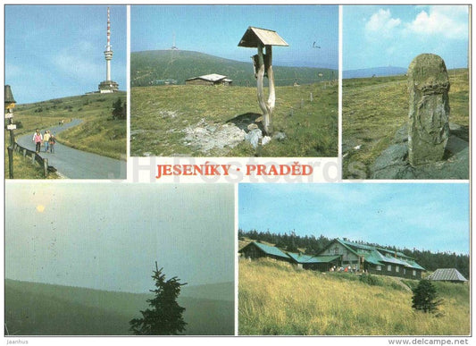 Jeseniky Praded - view from Peter Stone - cottage - TV tower - Czechoslovakia - Czech - unused - JH Postcards