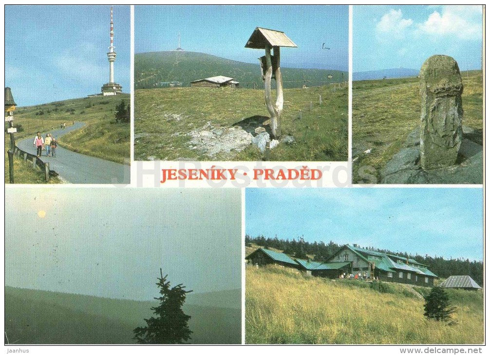 Jeseniky Praded - view from Peter Stone - cottage - TV tower - Czechoslovakia - Czech - unused - JH Postcards