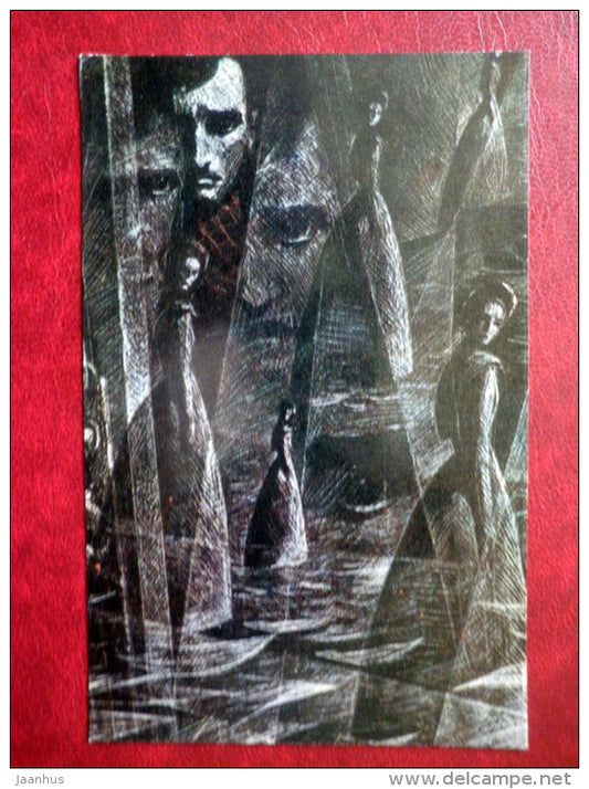 illustration by S. Brodski to the novel of Alexander Grin Ratcatcher - Ukraine - 1973 - Ukraine USSR - unused - JH Postcards