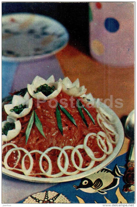 fish in the marinade - Food for Children - dishes  - cuisine - 1972 - Russia USSR - unused - JH Postcards