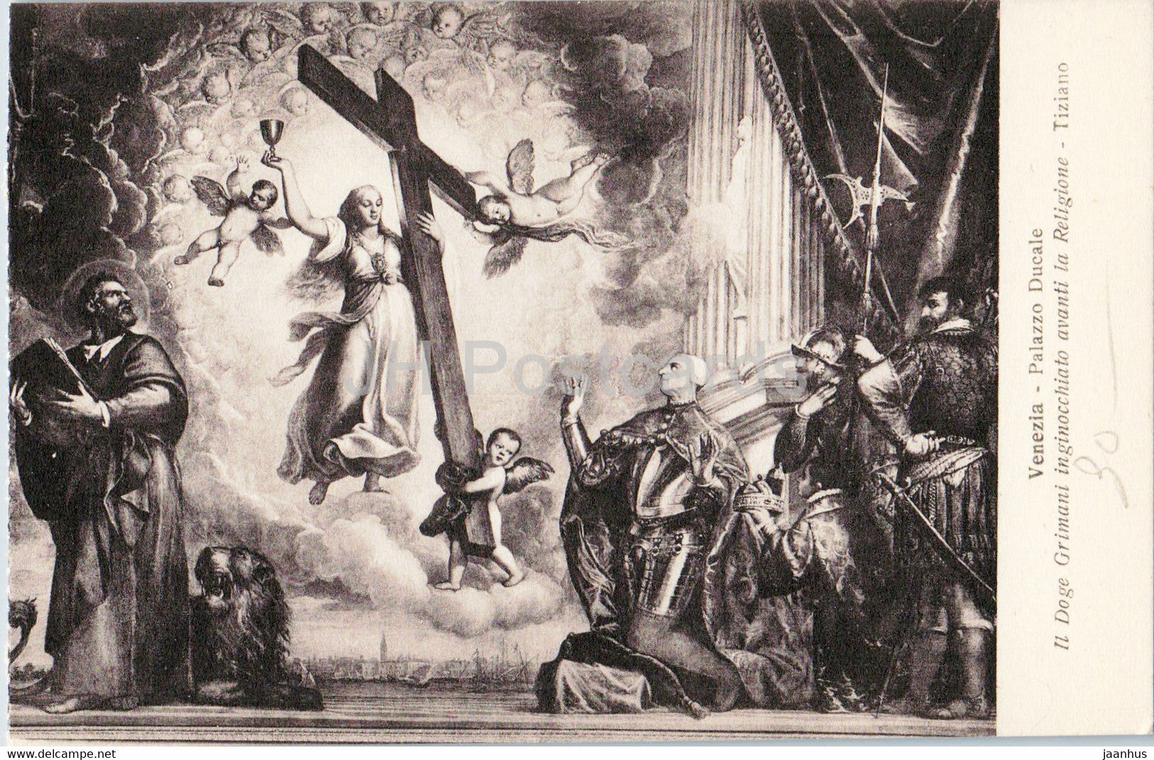 Venezia - Venice - Palazzo Ducale - Il Doge Grimani inginocchiato avanti la Religione - old postcard - Italy - unused - JH Postcards