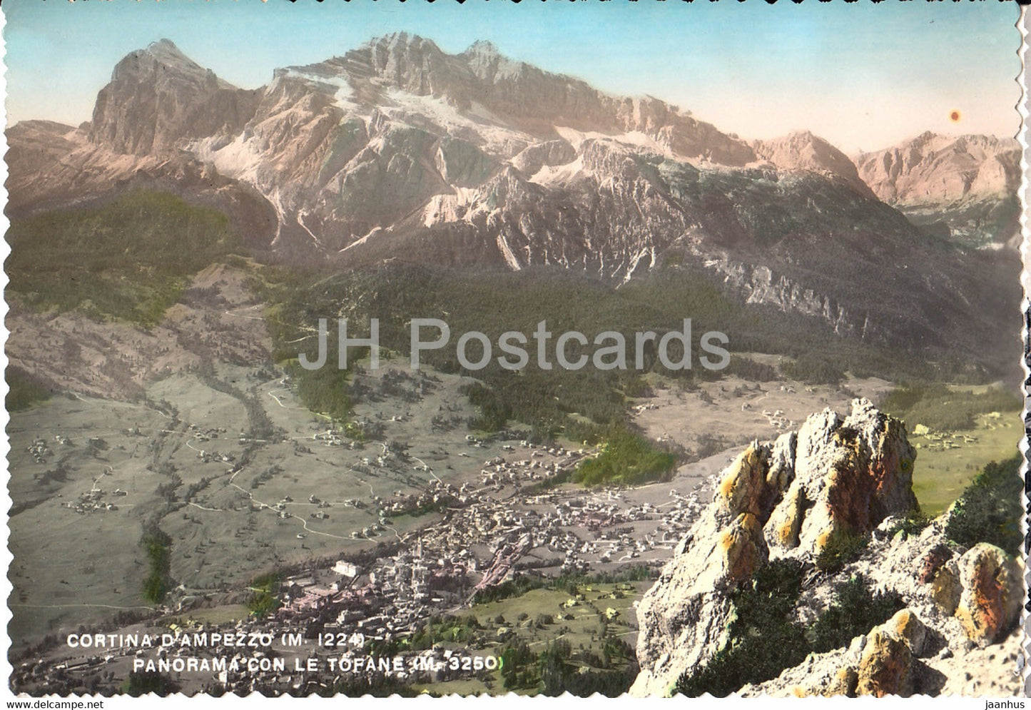 Cortina d'Ampezzo 1224 m - Panorama con le Tofane 3250 m - old postcard - 1953 - Italy - used - JH Postcards