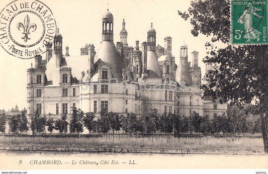 Chambord - Le Chateau - Cote Est - castle - 8 - old postcard - 1913 - France - used - JH Postcards