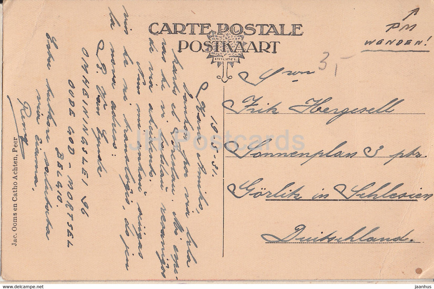 Peer - De Molen - windmill - old postcard - 1931 - Belgium - used