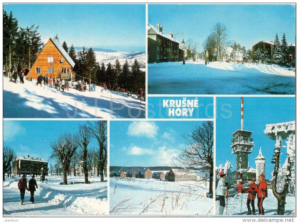 Krusné hory - Loucna pod Klinovcem - Vejprty - Medenec - Kovarska - Klinovec - winter - Czechoslovakia - Czech - JH Postcards