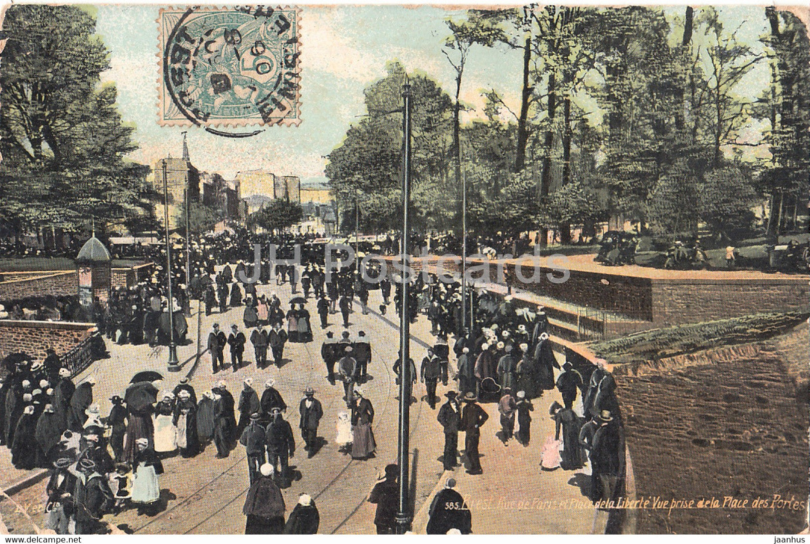 Brest - Rue de Paris et Place de la Liberte - Vue prise de la Place des Portes - old postcard - 1906 - France - used - JH Postcards