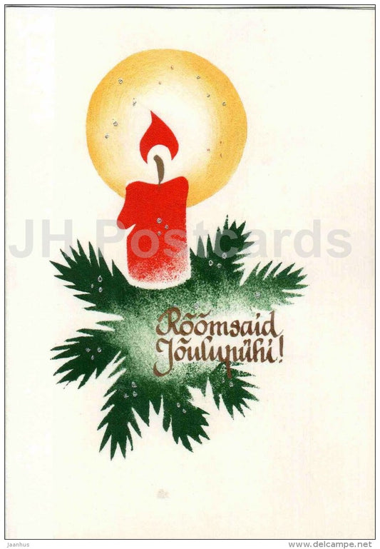 Handmade Christmas greeting card - candle - Estonia - used - JH Postcards
