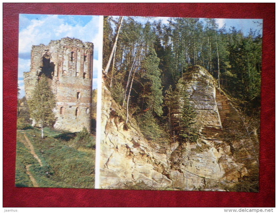 the ruins of Vastseliina stronghold - Härma wall at the River Piusa - 1984 - Estonia USSR - unused - JH Postcards