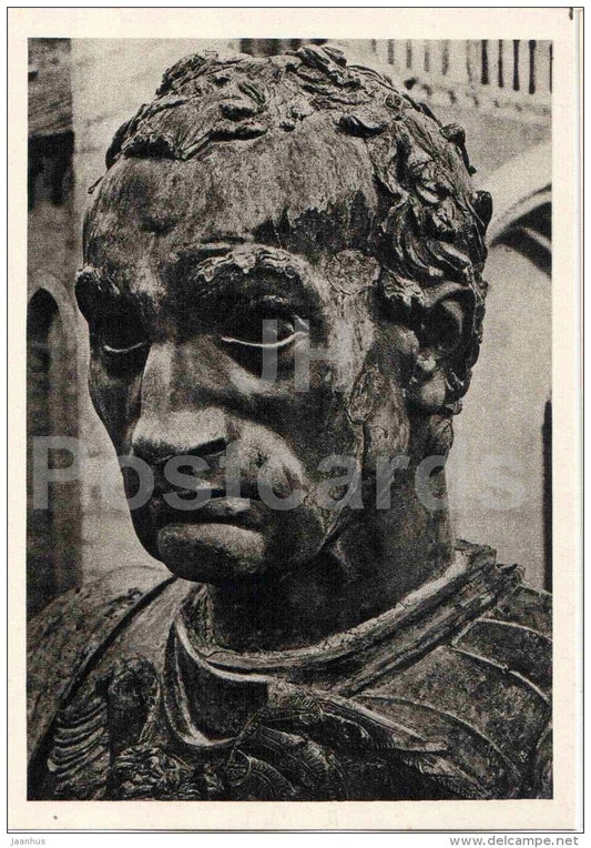 sculpture by Donatello - Monument to Gattamelata , 1447 , detail - italian art - unused - JH Postcards