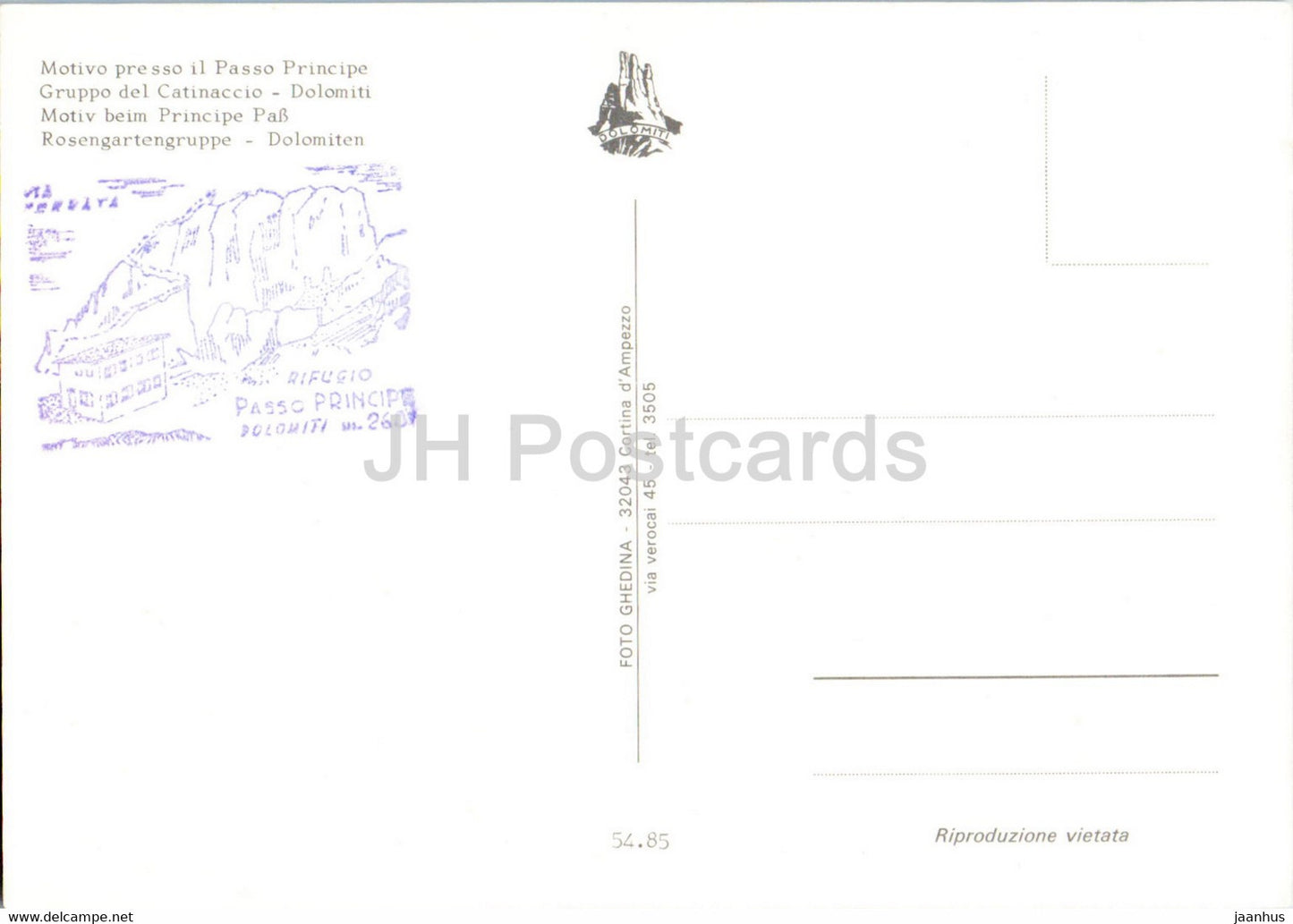 Gruppo del Catinaccio - Dolomiti - Motivo Presso il Passo Principe - Italy - unused