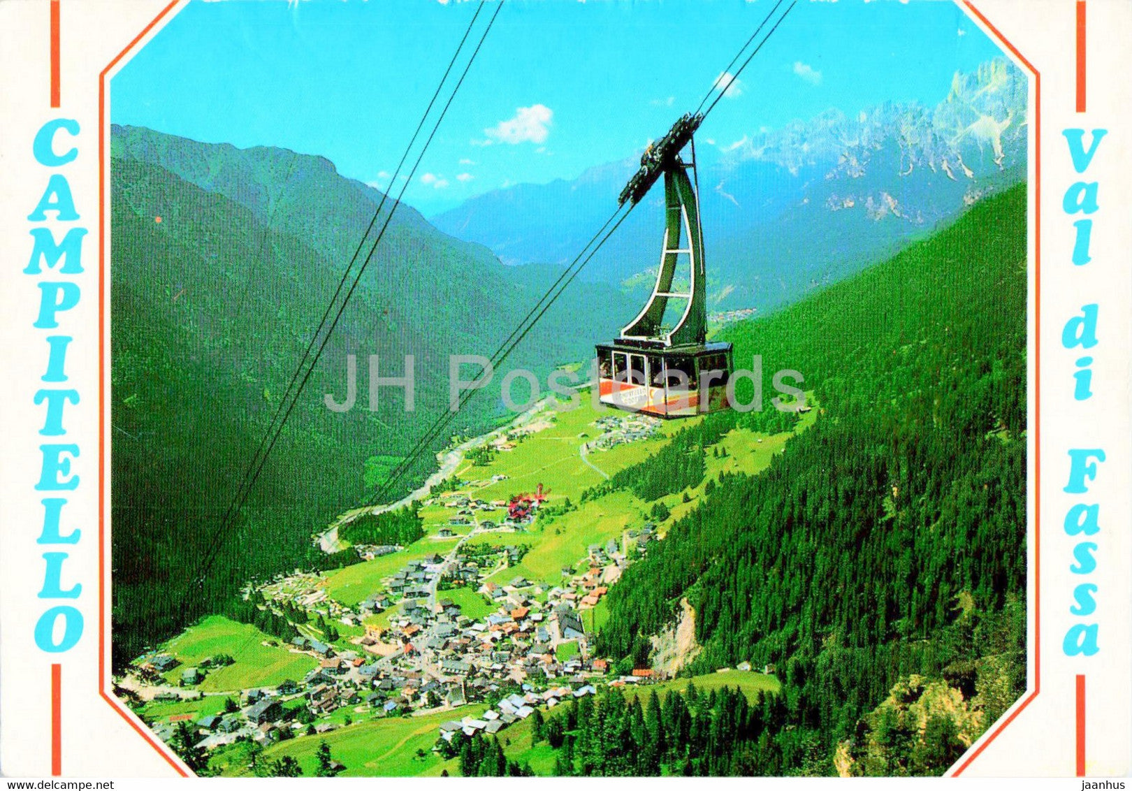 Campitello - Val di Fassa - cable car - Funivia al Col Rodella - 1992 - Italy - used - JH Postcards