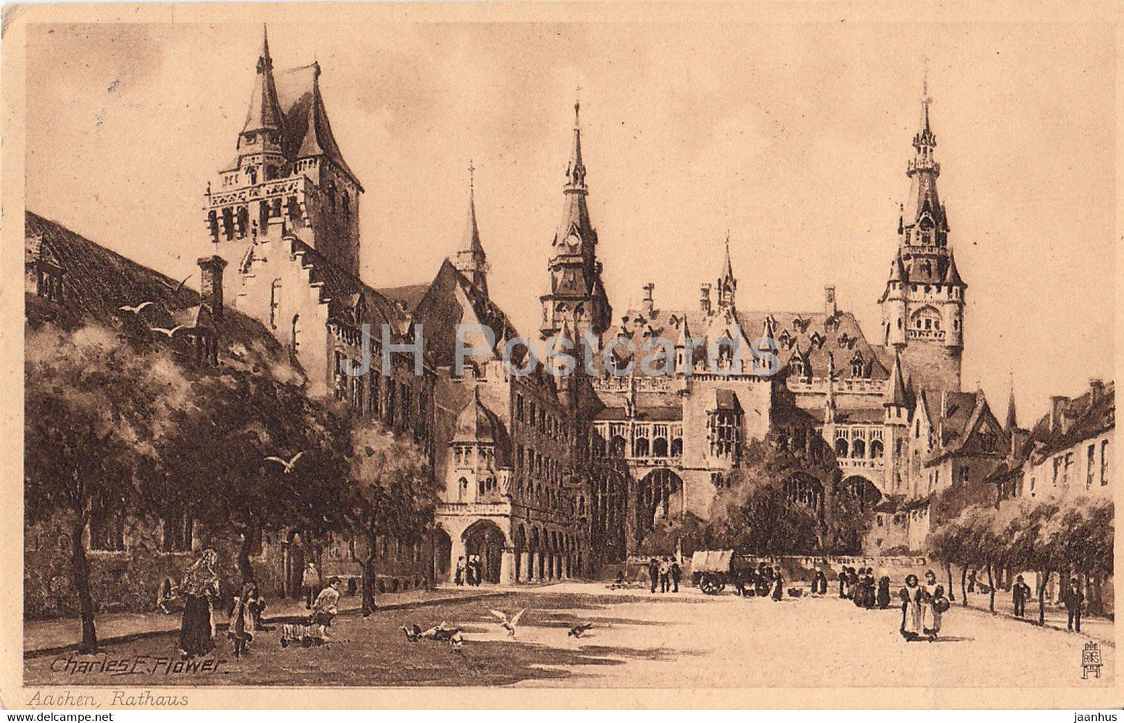 Aachen - Rathaus - Deutscher Stadte - Charles E Flower - 1178 - old postcard - 1910 - Germany - used - JH Postcards
