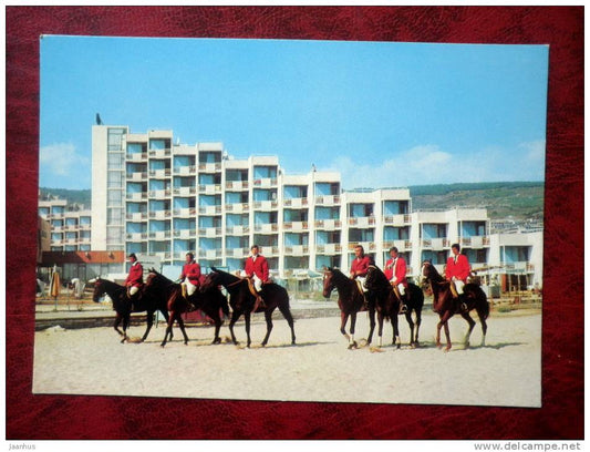 Albena - horse riding - hotel - 1976 - Bulgaria - unused - JH Postcards