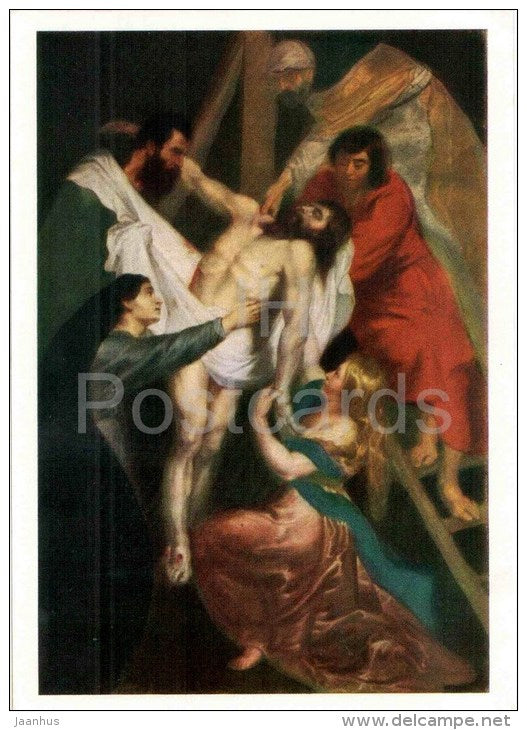 painting by Peter Paul Rubens - Removing Christ from the Cross - flemish art - unused - JH Postcards