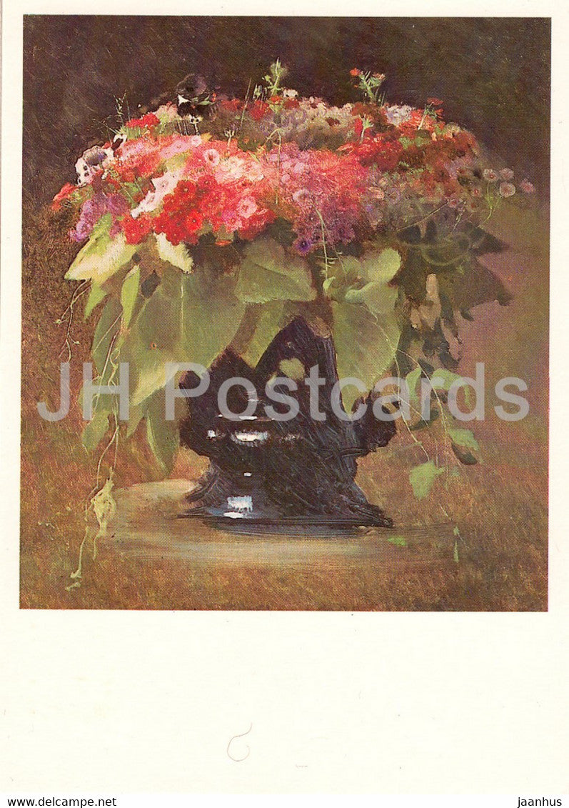 painting by I. Kramskoy - Flowers Bouquet - Phloxes - Russian art - 1982 - Russia USSR - unused - JH Postcards