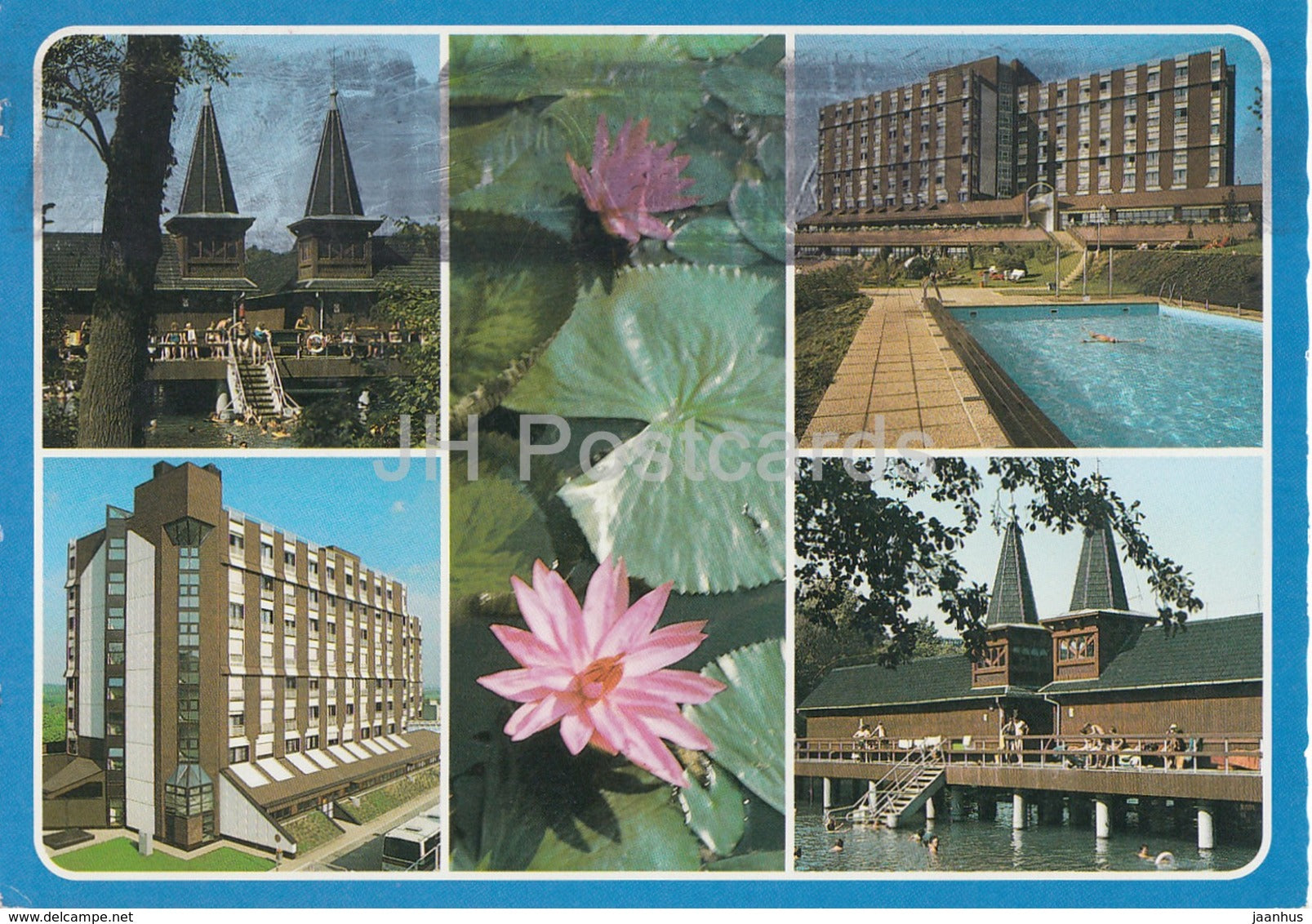 Heviz - spa - water lily - multiview - 1987 - Hungary - used - JH Postcards