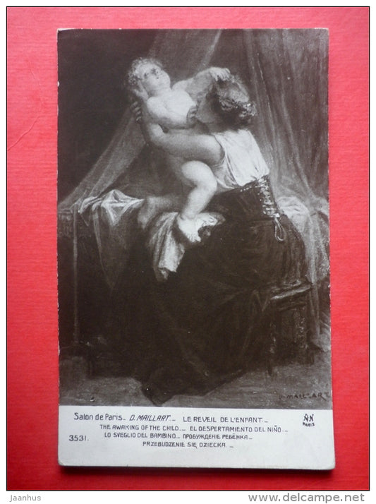 painting by D. Maillart - Le Reveil de L´Enfant - Salon de Paris - NN Paris - 3531 - french art - unused - JH Postcards