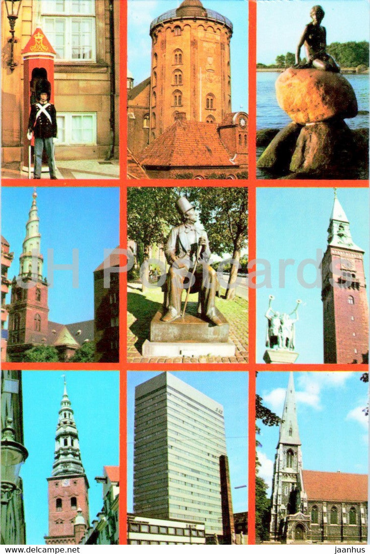 Copenhagen - Little Mermaid - Andersen Monument - Guard - church - 2000-54 - 1984 - Denmark - used - JH Postcards