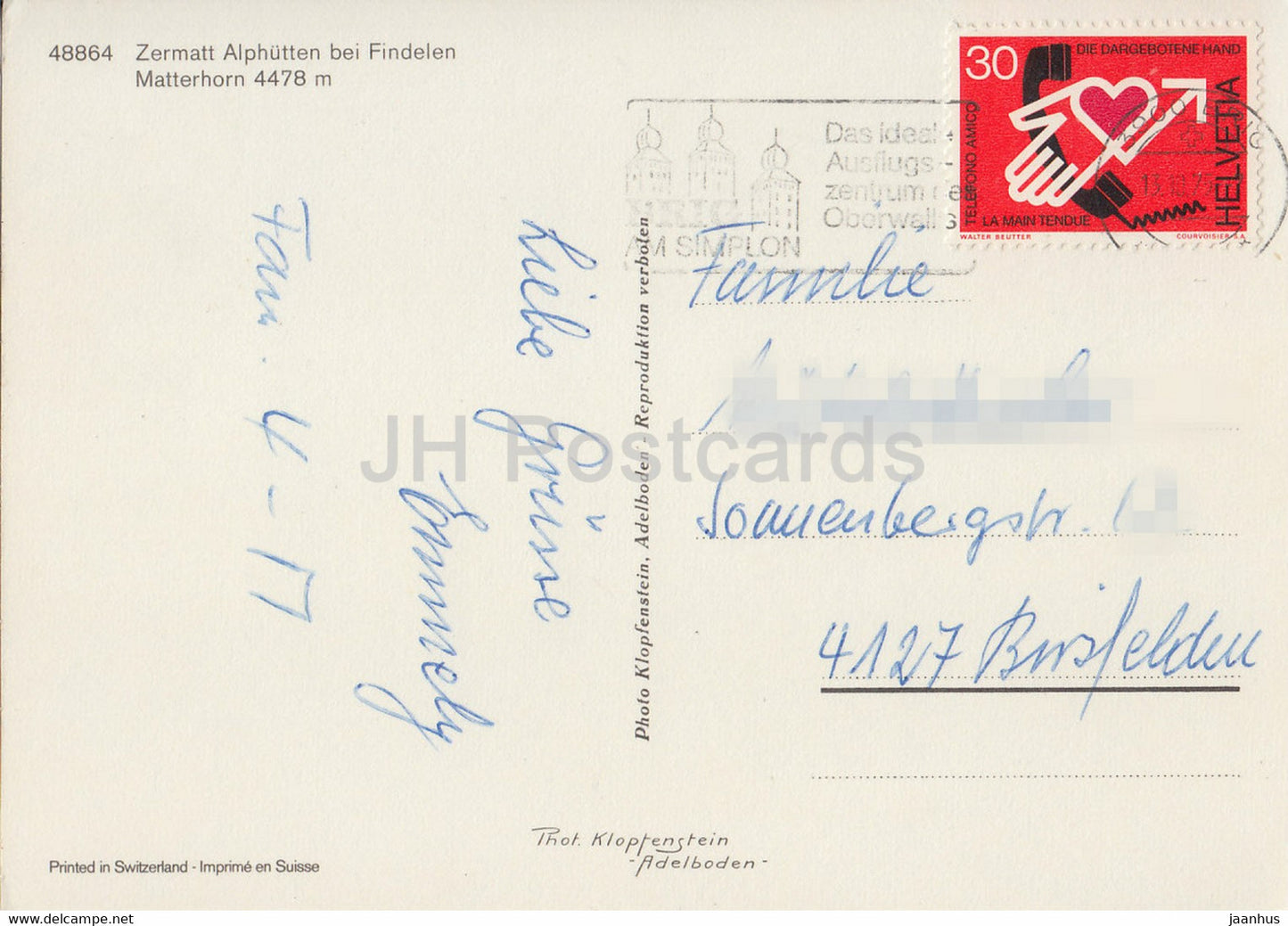 Zermatt Alphutten bei Findelen - Matterhorn 4478 m - 48864 - 1975 - Switzerland - used