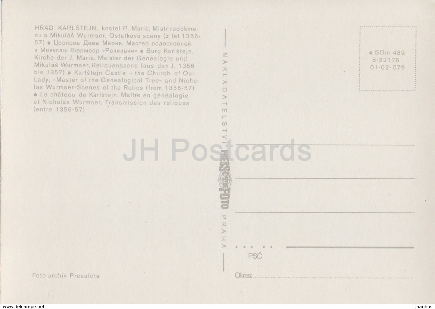 Karlstejn Castle - The Church of Our Lady - Master of the Genealogical Tree - Czechoslovakia - unused