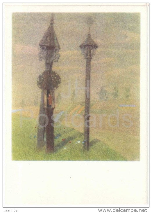 painting by M. Ciurlionis - The Crosses of Zemaitija - lithuanian art - unused - JH Postcards