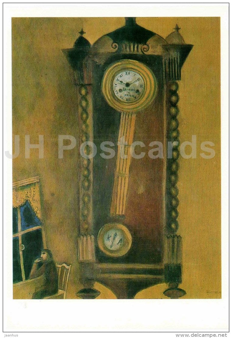 painting by Marc Chagall - Clock , 1914 - art - large format card - 1989 - Russia USSR - unused - JH Postcards