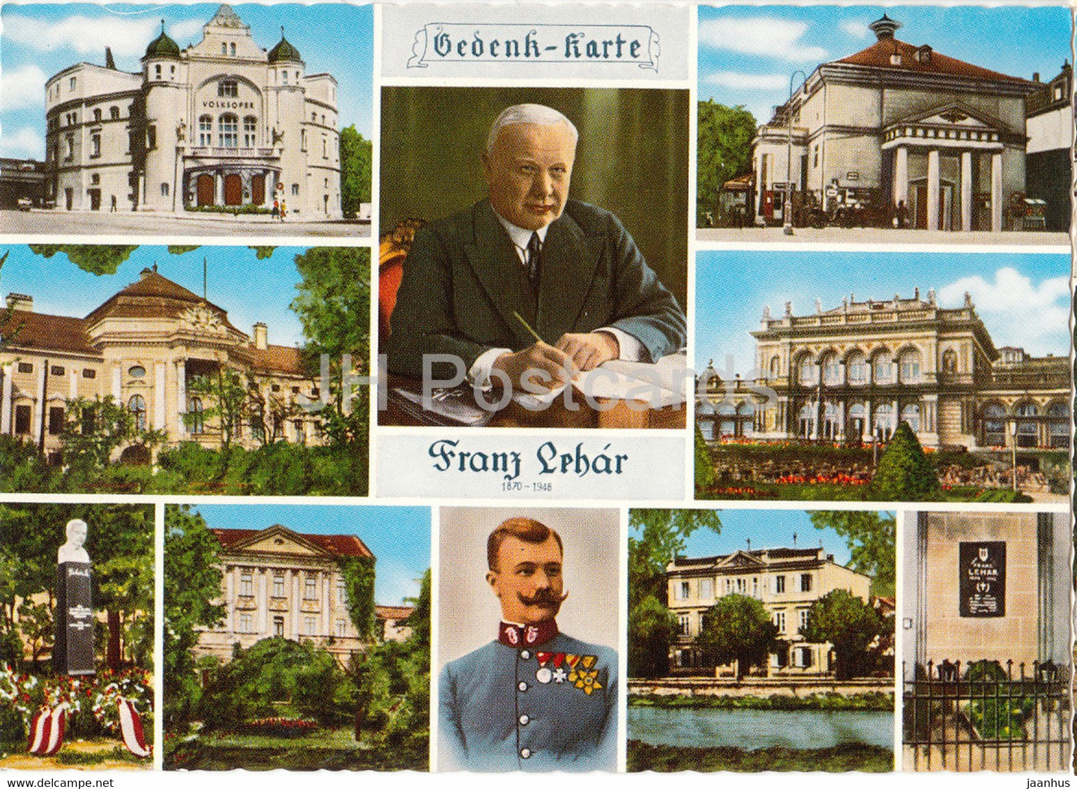 Franz Lehar - Volksoper Wien - Lehar Theater - Bad Ischl - Konzert Cafe - composer - multiview - Austria - unused - JH Postcards