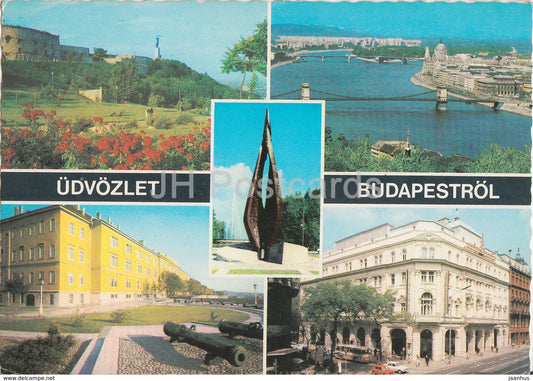 Budapest - architecture - bridge - multiview - 1975 - Hungary - used - JH Postcards