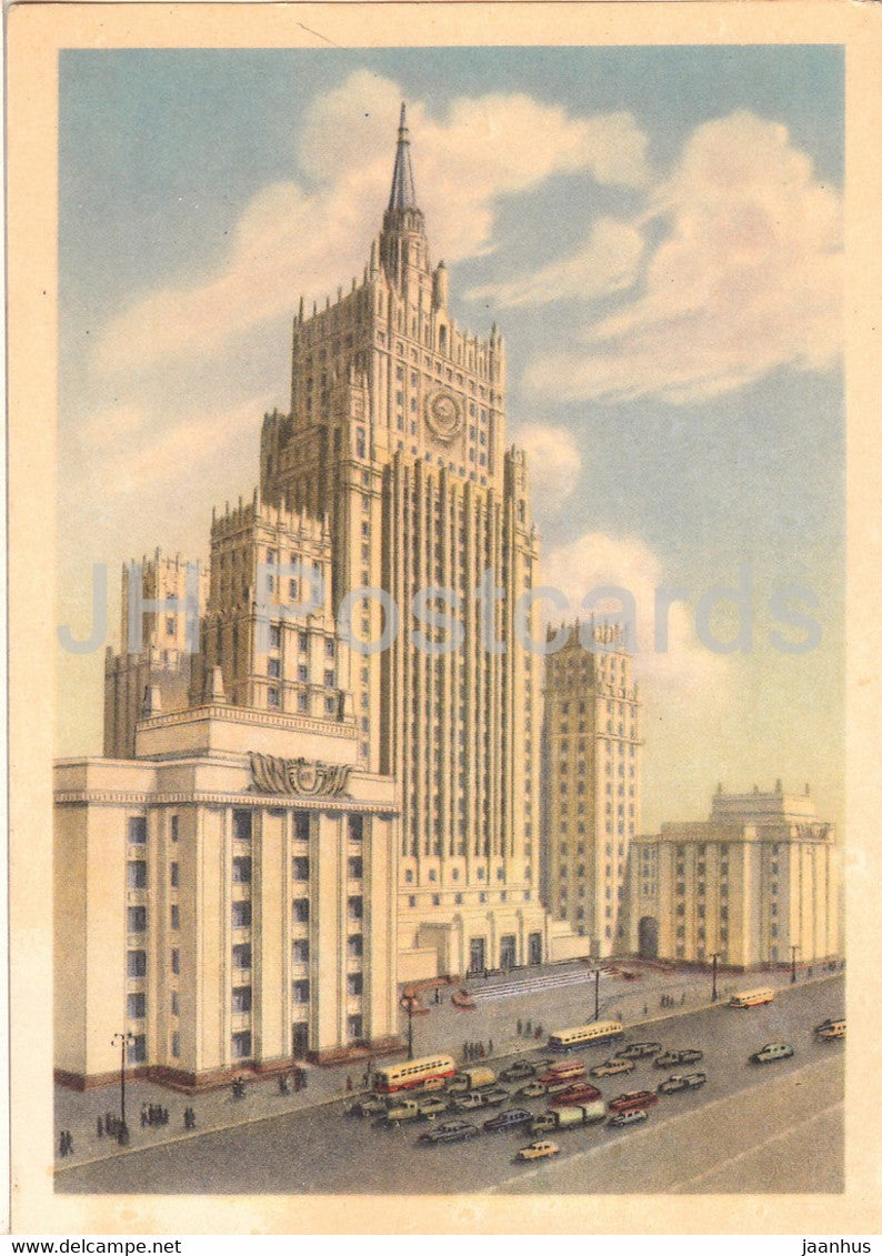 Moscow - High-rise building on Smolenskaya Square - postal stationery - 1954 - Russia USSR - unused - JH Postcards