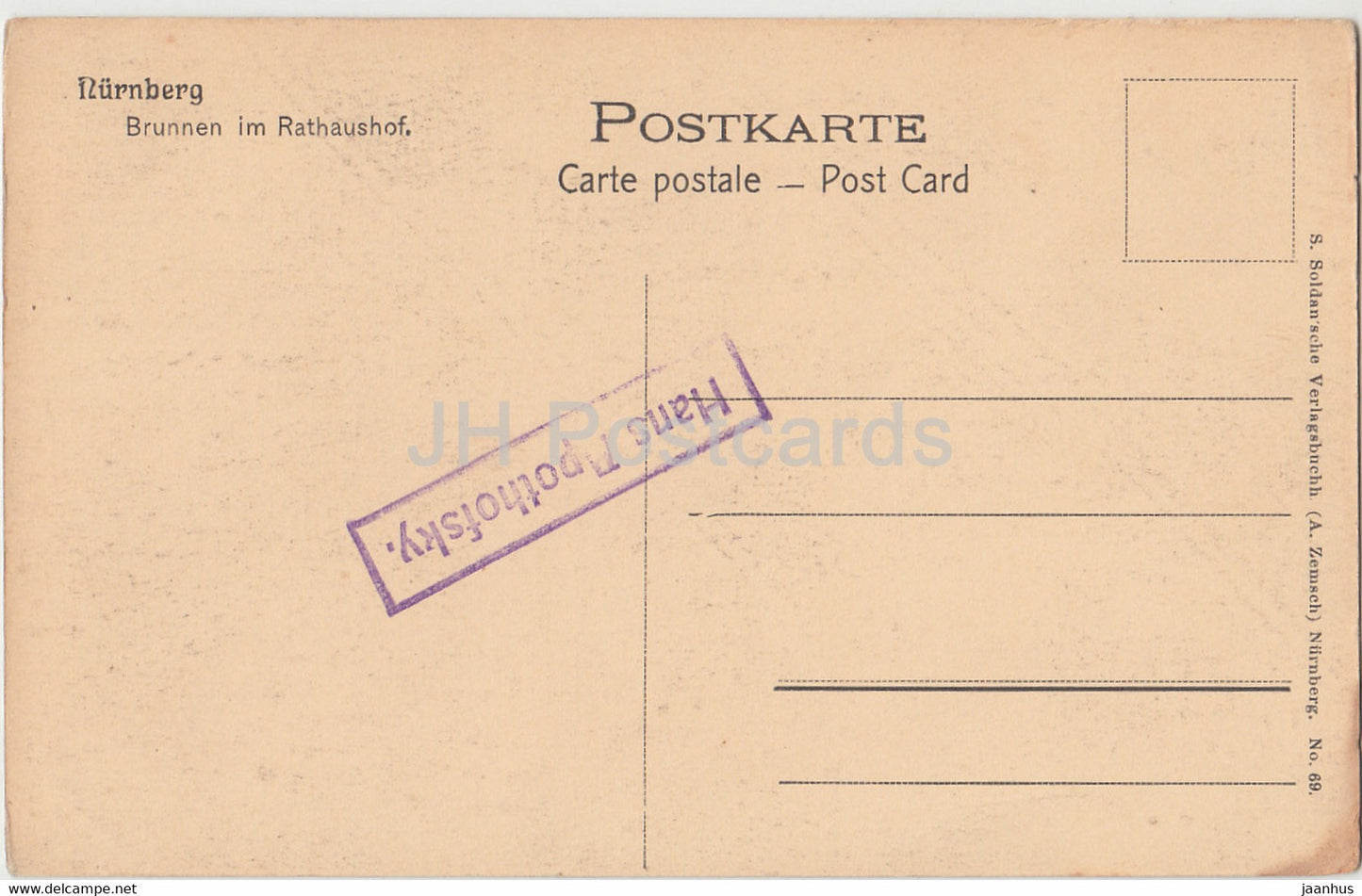 Nürnberg - Brunnen im Rathaushof - alte Postkarte - Deutschland - unbenutzt