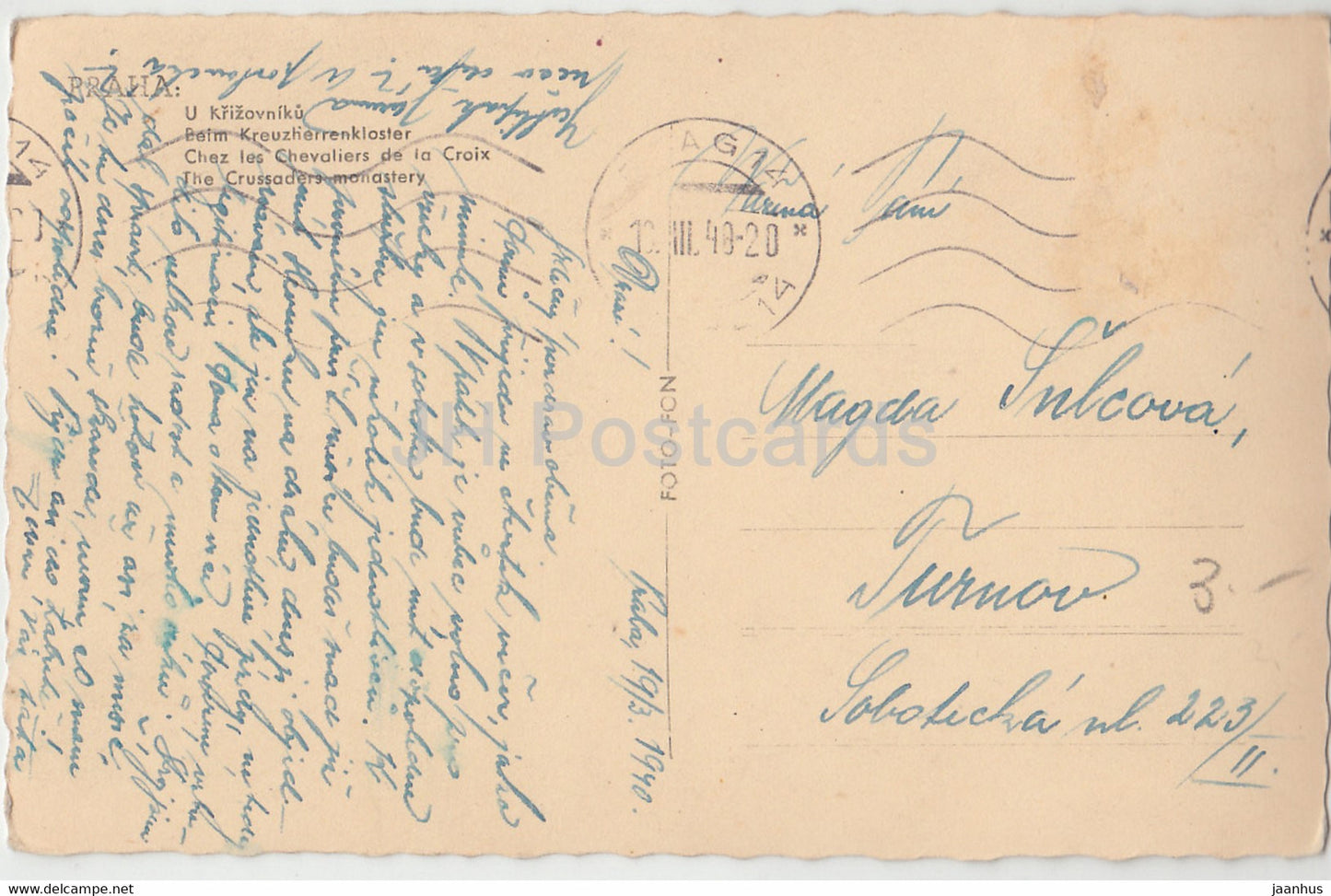 Praha - Prague - U Krizovniku - The Crusaders Monastery - 10A - old postcard - 1940 - Czech Republic - used