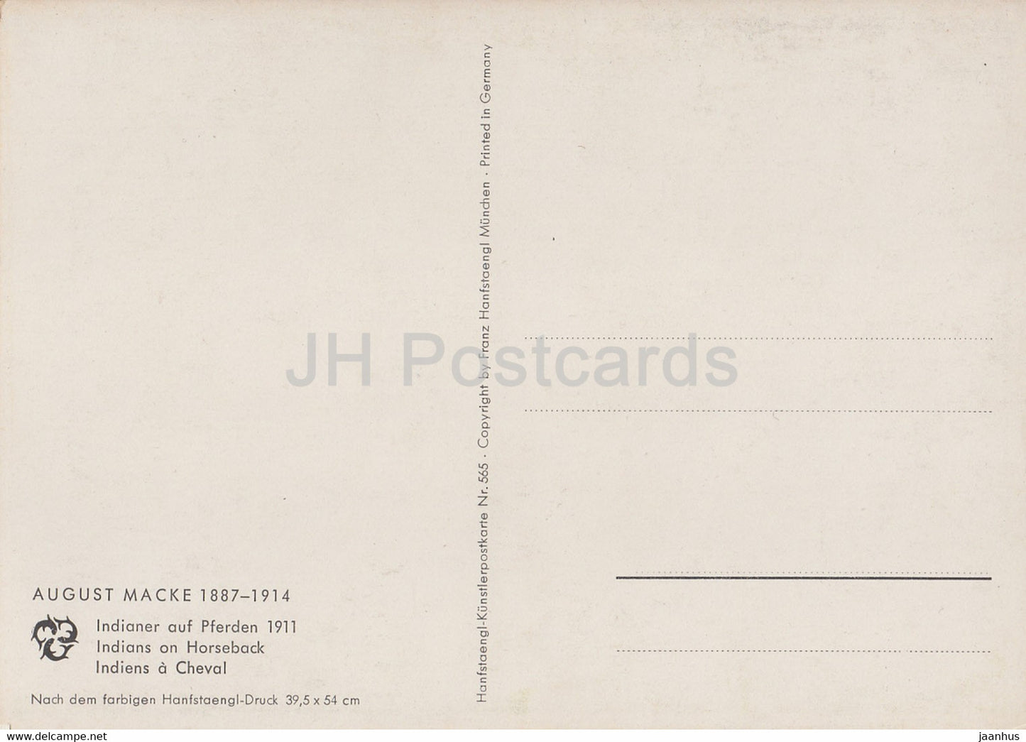 painting by August Macke - Indianer auf Pferden - Indians on Horseback - 565 - German art - Germany - unused