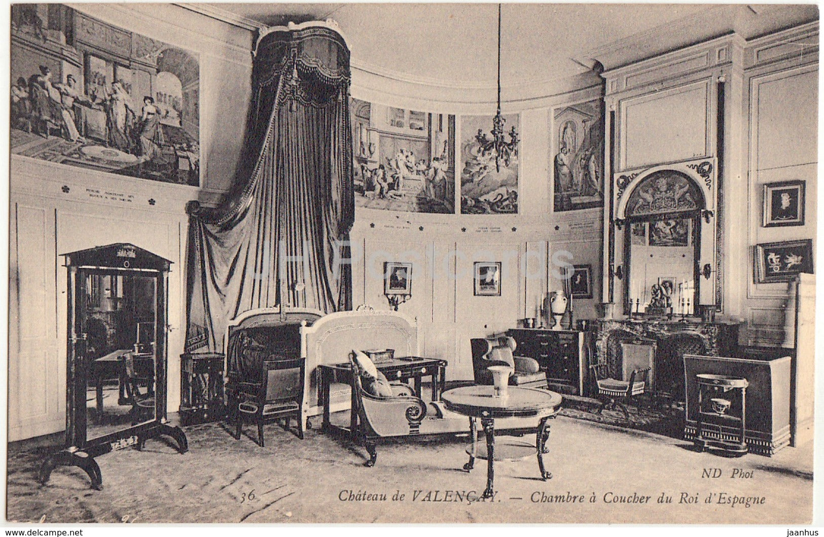 Chateau de Valencay - Chambre a Coucher du Roi d'Espagne - castle - 3 - old postcard - France - unused - JH Postcards