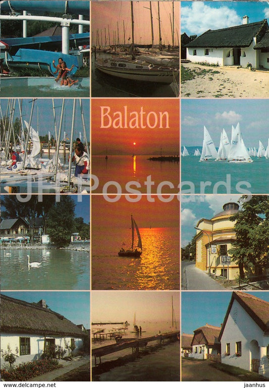 Greetings from Balaton - sailing boat - multiview - 1997 - Hungary - used - JH Postcards