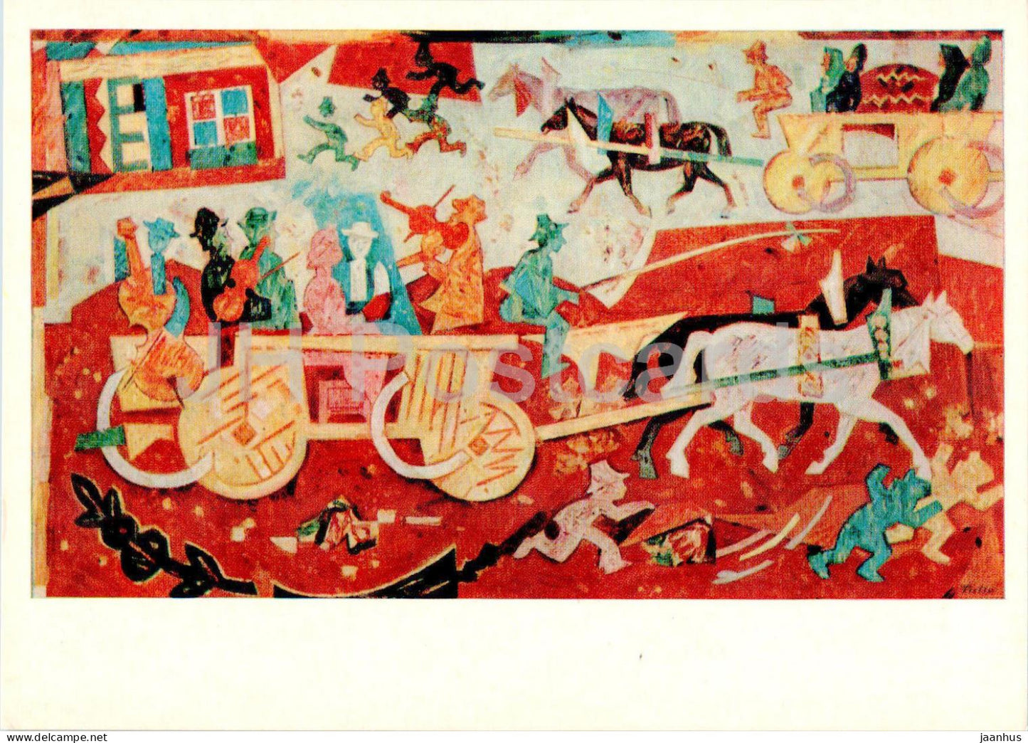 painting by Ludovit Fulla - Peasant Wedding - Czech art - 1977 - Russia USSR - unused - JH Postcards