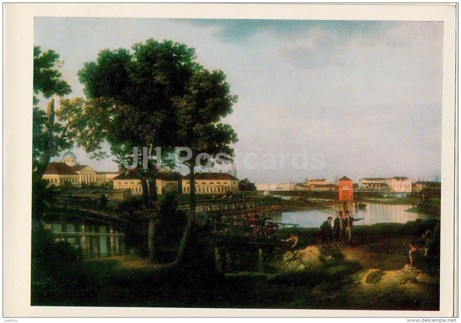painting  by S. Shchedrin - View from Petrovsky Island in St. Petersburg - Russian art - 1977 - Russia USSR - unused - JH Postcards