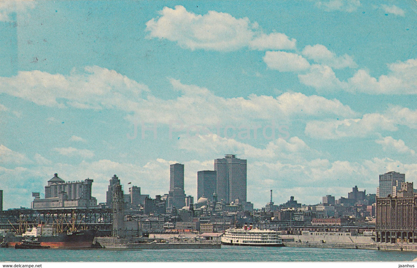 Montreal - View of the Harbour and Skyline as seen from St Heleś Island - ship - 1965 - Canada - used - JH Postcards