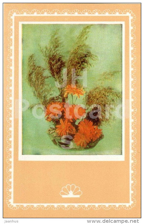 ikebana - flowers composition - 4 - 1981 - Latvia USSR - unused - JH Postcards