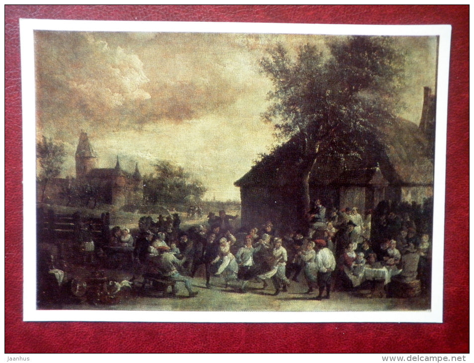 painting by David Teniers the Younger - Village festival , 1640s - flemish art - unused - JH Postcards