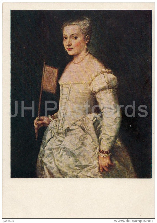 painting by Titian - Portrait of Lady in White - Italian art - Russia USSR - 1958 - unused - JH Postcards