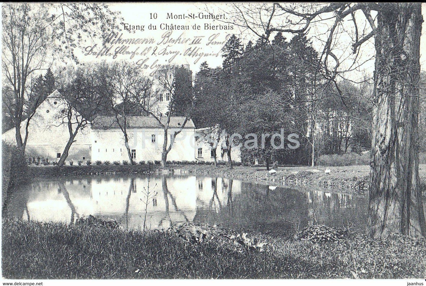 Mont St Guibert - Etang du Chateau de Bierbais - castle - Landsturm - Feldpost - old postcard - 1915 - Belgium - used - JH Postcards