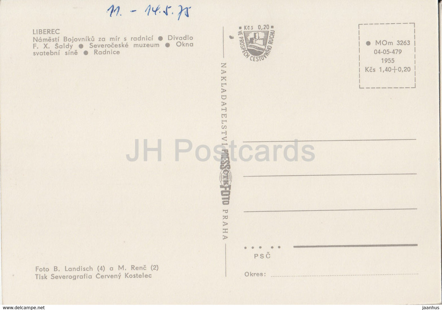 Liberec - Namesti Bojovniku - theatre - museum - town hall - multiview - 1975 - Czechoslovakia - Czech Republic - used