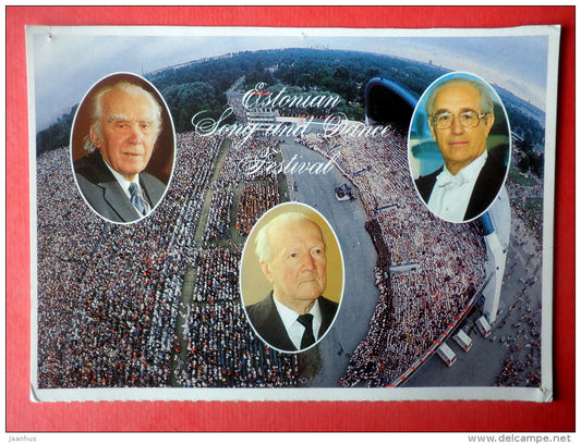 Gustav Ernesaks - Richard Ritsing - Roman Toi - conductor - XXI Estonian Song Festival 1990 - üldlaulupidu - unused - JH Postcards