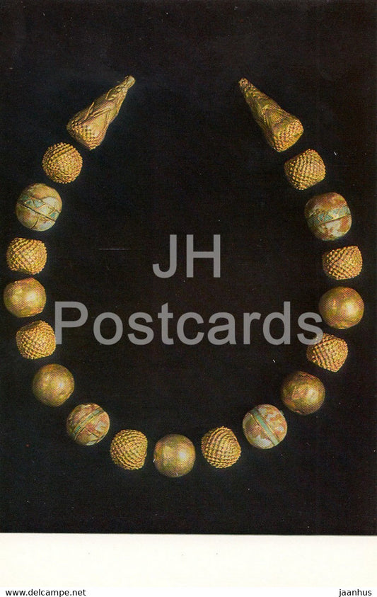 Necklace 1 - National Museum of Afghanistan - archaeology - Bactrian Gold - 1984 - USSR Russia - used - JH Postcards