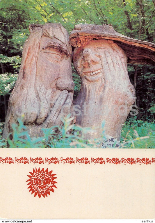 Forest Gossipers - fairy tale - Glade of Fairy Tales - Crimea - 1988 - Ukraine USSR - unused - JH Postcards