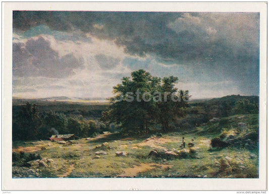 painting by I. Shishkin - Landscape near Dusseldorf , 1865 - Russian art - 1958 - Russia USSR - unused - JH Postcards