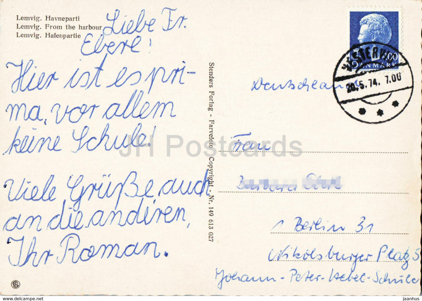 Lemvig - From the Harbour - boat - ship - 1974 - Denmark - used