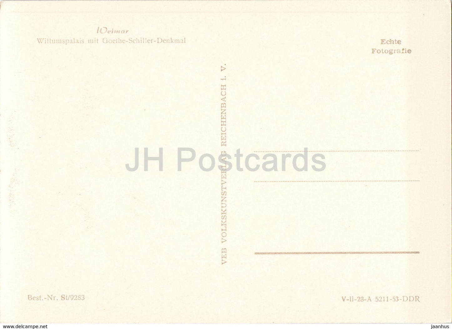 Weimar - Wittumspalais mit Goethe Schiller Denkmal - old postcard - Germany DDR - unused