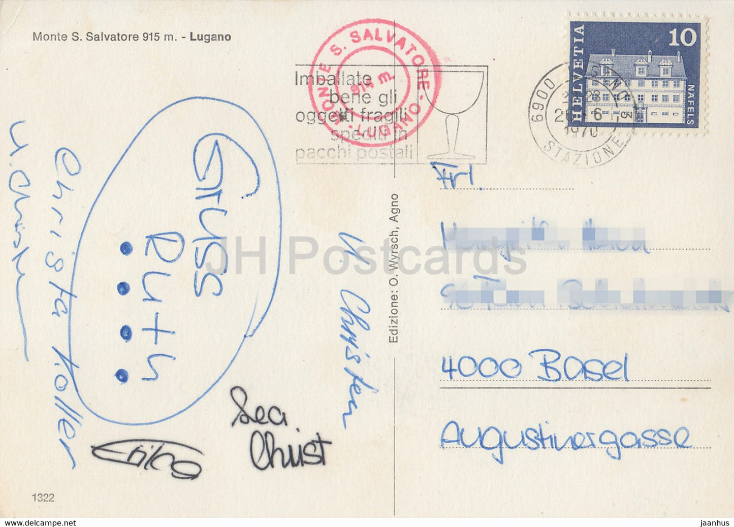 Monte S Salvatore 915 m - Lugano - 1322 - 1970 - Suisse - occasion